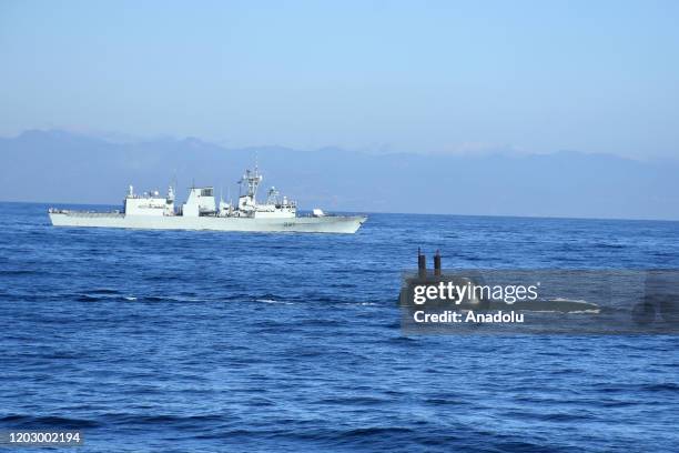 Todaro submarine and HMCS Fredericton frigate of Canada attend NATO's joint "Dynamic Manta 2020" drill to increase the cooperation and level of...