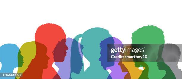 bildbanksillustrationer, clip art samt tecknat material och ikoner med unga vuxna head silhuetter - heterosexuella par