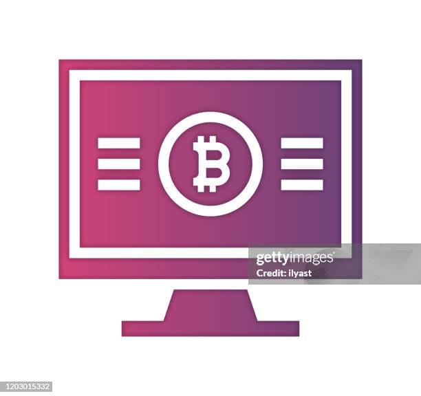bitcoin technology gradient color & papercut style icon design - blockchain logo stock illustrations