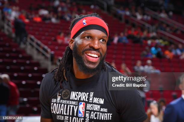 DeMarre Carroll of the Houston Rockets smiles before the game on February 24, 2020 at the Toyota Center in Houston, Texas. NOTE TO USER: User...