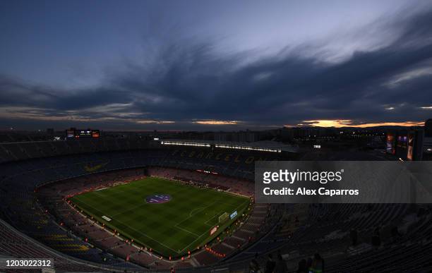 The Camp Nou is pictured ahead the Copa del Rey Round of 16 match between FC Barcelona and Leganes at Camp Nou on January 30, 2020 in Barcelona,...