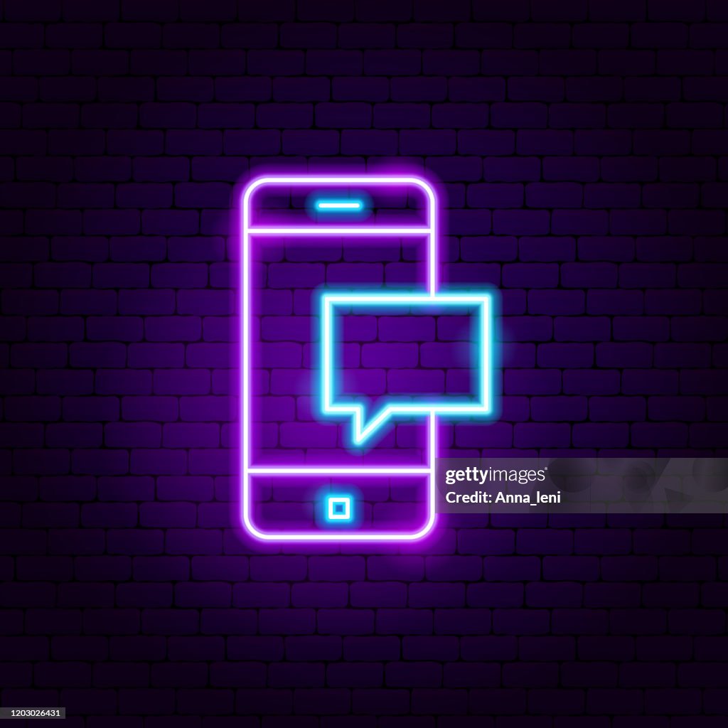Mobile Signe Mobile Message Neon Sign High-Res Vector Graphic - Getty Images