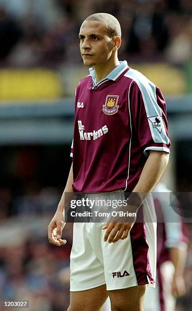 Rio Ferdinand of West Ham in action during the FA Carling Premiership match against Middlesbrough played at Upton Park in London, England. The match...