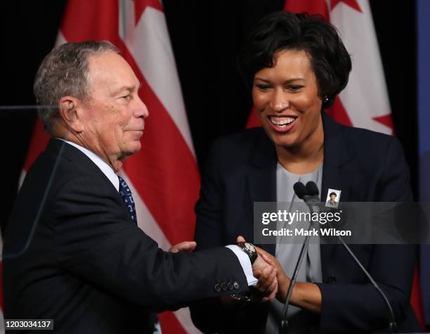 Democratic presidential candidate, former New York City Mayor Michael Bloomberg receives an endorsement from District of Columbia Mayor, Muriel...