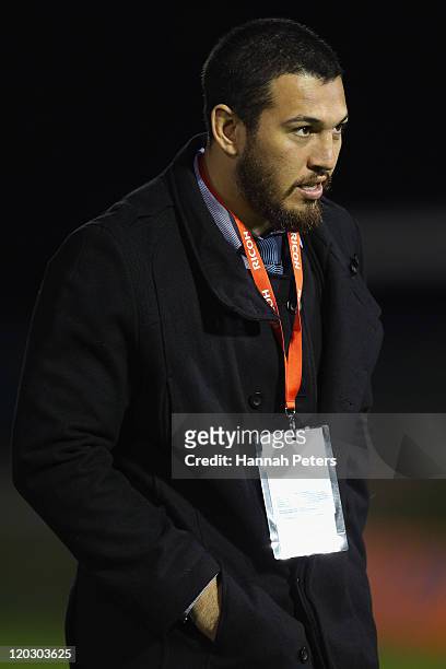 Injured winger, Rene Ranger of Northland arrives for the round seven ITM Cup match between Northland and Bay of Plenty at Toll Stadium on August 4,...