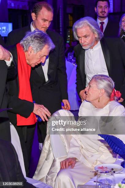 February 2020, Berlin: 70th Berlinale, Cinema for Peace Gala: Director Costa-Gavras in conversation with Vanessa Redgrave. On the left behind Carlo...