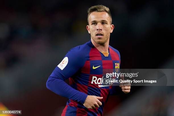 Arthur Melo of FC Barcelona looks on during the Copa del Rey Round of 16 match between FC Barcelona and CD Leganes at Camp Nou on January 30, 2020 in...