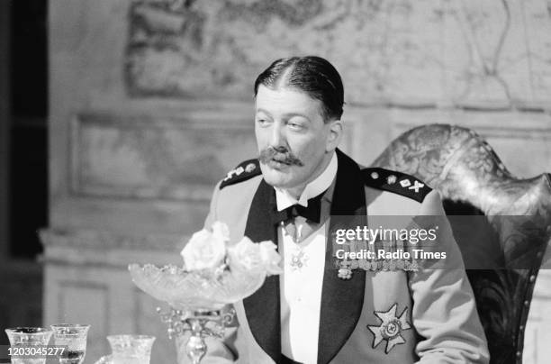 Actor Stephen Fry in a unit still from the filming of the BBC television series 'Blackadder Goes Forth', September 1989.