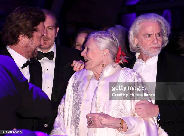 February 2020, Berlin: 70th Berlinale, Cinema for Peace Gala: Actress Vanessa Redgrave and actors Gerard Butler and Hermann Bühlbecker . The...