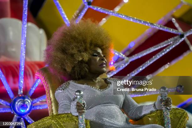 Elza Soares during the Mocidade Independente de Padre Miguel samba school performance on the second night of 2020 Rio's Carnival Parades at the...