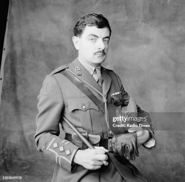 Actor Rowan Atkinson a unit still from the filming of the BBC television series 'Blackadder Goes Forth', September 1989.