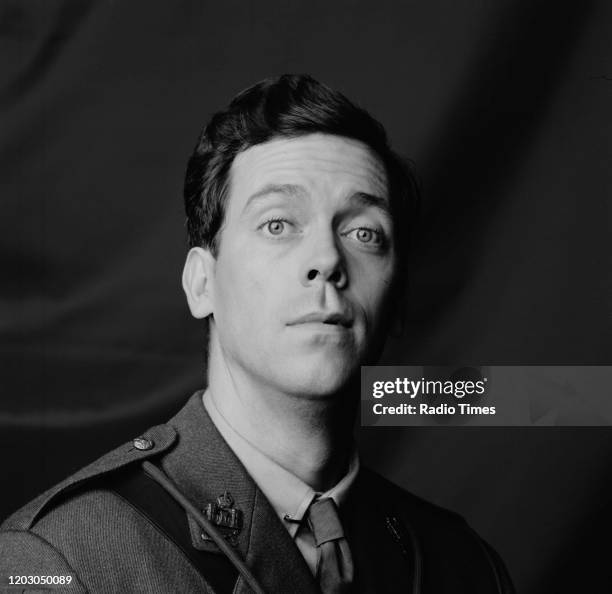 Actor Hugh Laurie a unit still from the filming of the BBC television series 'Blackadder Goes Forth', September 1989.