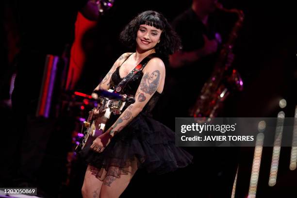 Chilean singer Mon Laferte performs during the 61th Vina del Mar International Song Festival in Vina del Mar, Chile, on February 24, 2020.