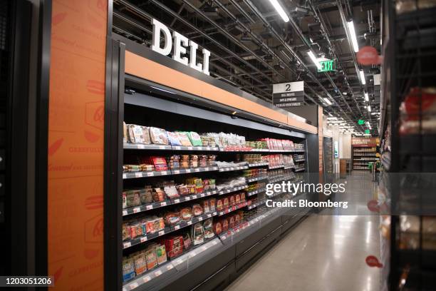 The deli aisle is seen during a tour of a new Amazon Go store in the Capitol Hill neighborhood of Seattle, Washington, U.S., on Monday, Feb. 24,...