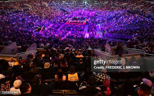 Fans in attendance, many dressed in Kobe jerseys, for the "Celebration of Life for Kobe and Gianna Bryant" service at Staples Center in Los Angeles,...