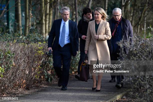 Lawyer Barry Pollack, Human rights lawyer Jennifer Robinson and Spanish former judge Baltasar Garzón arrive with other members of the defence team...