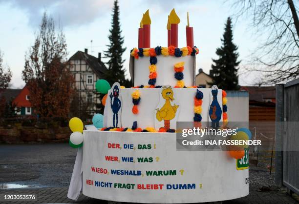 Carnival float is pictured close to the site where a man who drove into a carnival procession, on February 25, 2020 in Volkmarsen near Kassel,...