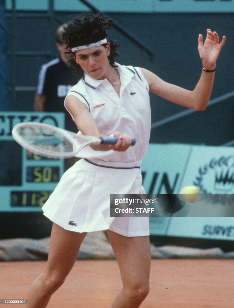Coup droit de la Française Pascale Paradis, le 27 mai 1985 à Roland