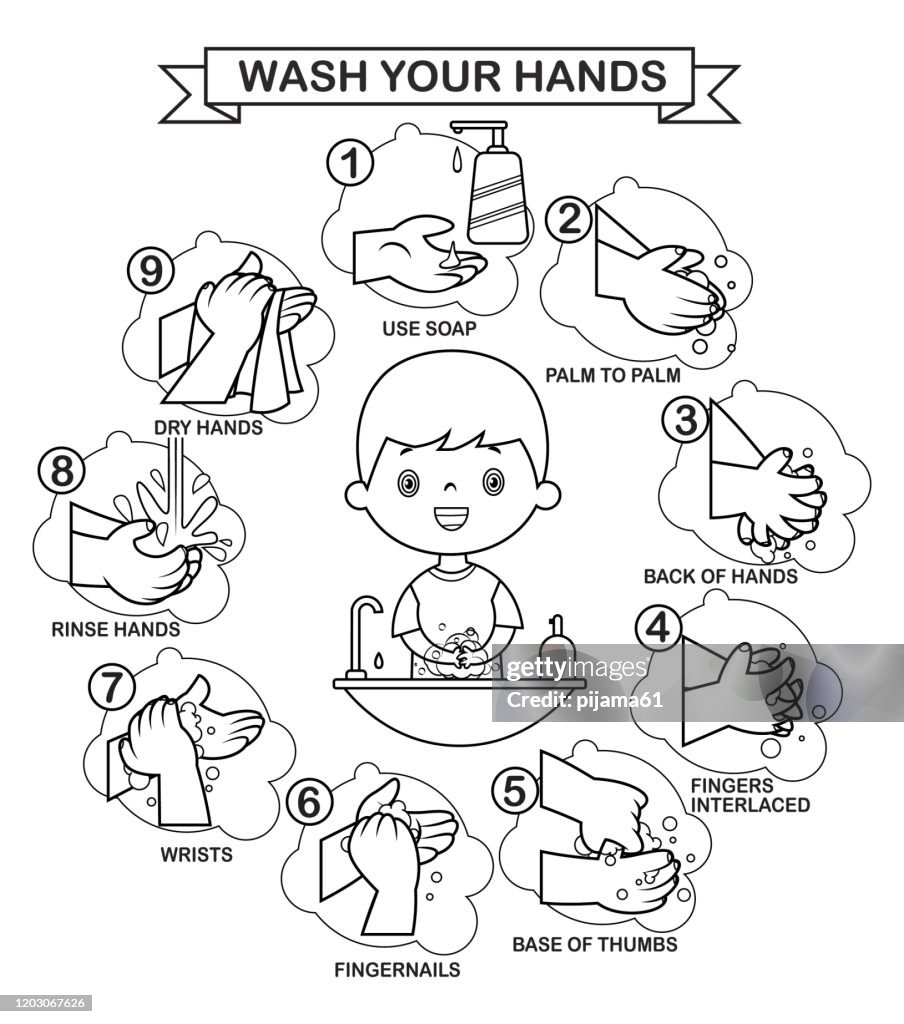 Black and White, Boy washing hands