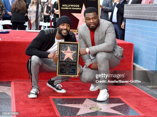 Curtis "50 Cent" Jackson and Jackie Long attend the ceremony honoring Curtis "50 Cent" with a Star on the Hollywood Walk of Fame on January 30, 2020...