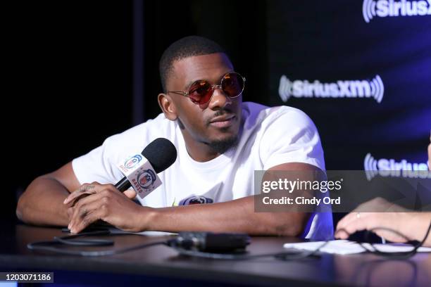 Wide receiver Devin Funchess of the Indianapolis Colts speaks onstage during day 2 of SiriusXM at Super Bowl LIV on January 30, 2020 in Miami,...