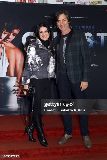 Stefano Pantano and wife Lucia Fattori attend the "Ghost - The Musical" Photocall at Teatro Sistina on January 30, 2020 in Rome, Italy.