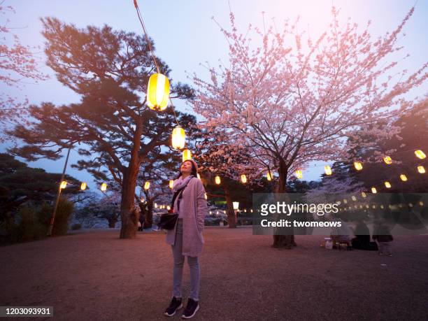 tourist in japan spring time. - miyagi prefecture stockfoto's en -beelden