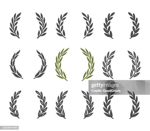 bildbanksillustrationer, clip art samt tecknat material och ikoner med lagerkrans design element som - krans