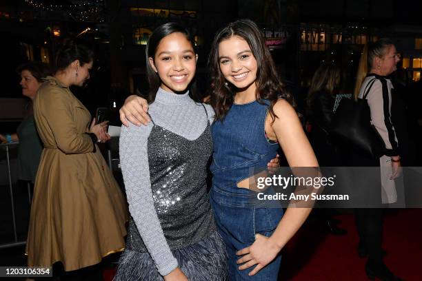 Ruth Righi and Siena Agudong attend the premiere of Disney+'s "Timmy Failure: Mistakes Were Made" at El Capitan Theatre on January 30, 2020 in Los...