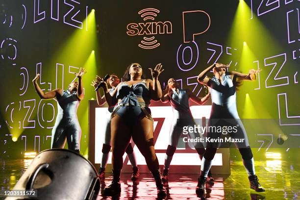 Lizzo performs an exclusive concert for the SiriusXM and Pandora Opening Drive Super Concert Series, airing live on SiriusXM's The Heat channel, at...