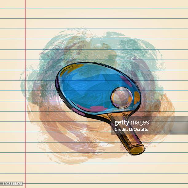 table tennis racket and ball drawing on ruled paper  drawing of table tennis racket and ball in - table tennis bat stock illustrations