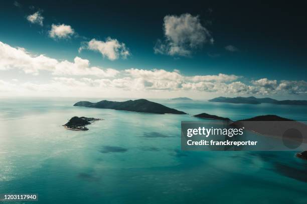 aerial view of whitsunday island in queensland australia - whitehaven beach stock pictures, royalty-free photos & images