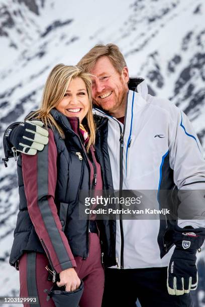 King Willem-Alexander of The Netherlands and Queen Maxima of The Netherlands during the annual photo call on February 25, 2020 in Lech, Austria.