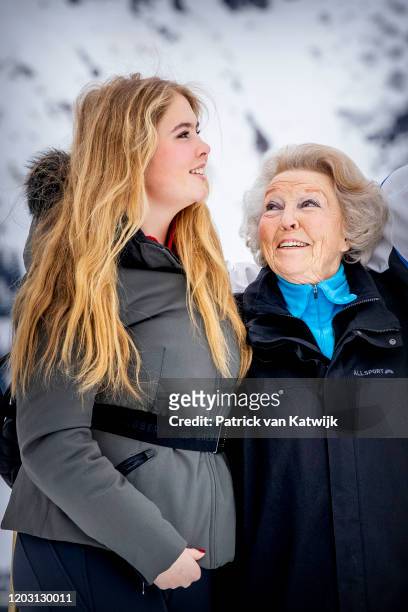 Princess Beatrix of The Netherlands and Princess Amalia of The Netherlands during the annual photo call on February 25, 2020 in Lech, Austria.