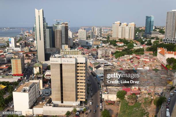 Shanty town is seen next to Endiama E.P. , the national diamond company of Angola, on January 30, 2020 in Luanda, Angola.Businesswoman Isabel dos...