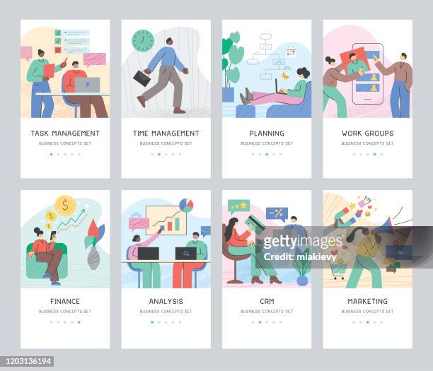 business concepts set - office stock illustrations