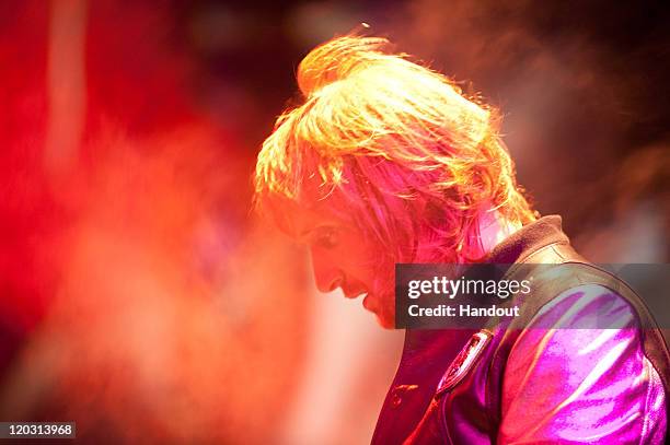 David Guetta performs during Hotel Byblos Summer Party at Hotel Byblos on July 13, 2011 in Saint-Tropez, France.