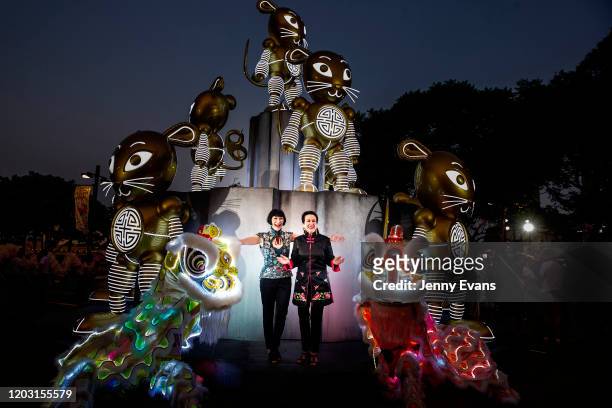 Lord Mayor of Sydney Clover Moore and artist of the rat sculpture, Claudia Chan Shaw pose for a portrait on January 31, 2020 in Sydney, Australia....