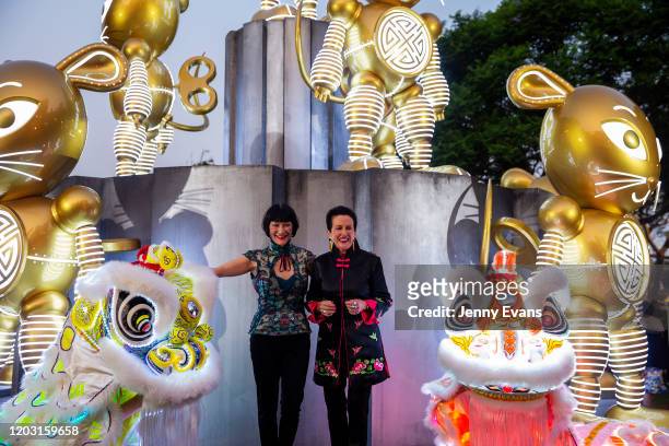 Lord Mayor of Sydney Clover Moore and artist of the rat sculpture, Claudia Chan Shaw pose for a portrait on January 31, 2020 in Sydney, Australia....