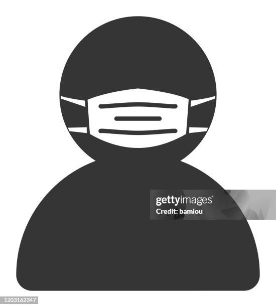 man with mask icon - surgical mask stock illustrations