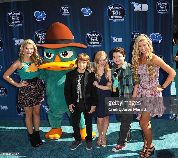 The Cast of "A.N.T. Farm" arrives at the premiere of Disney Channel's "Phineas And Ferb: Across The 2nd Dimension" on August 3, 2011 in Los Angeles,...