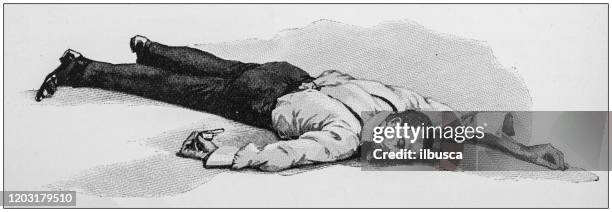 antike illustration: toter mann - killing stock-grafiken, -clipart, -cartoons und -symbole