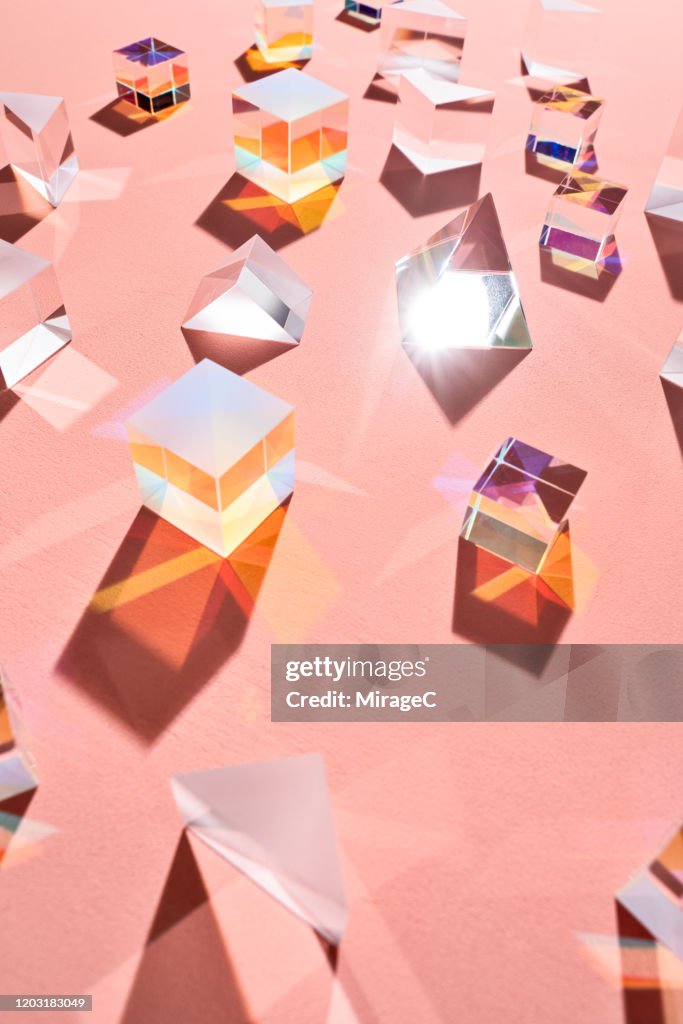 A Variety of Prisms on Pale Pink