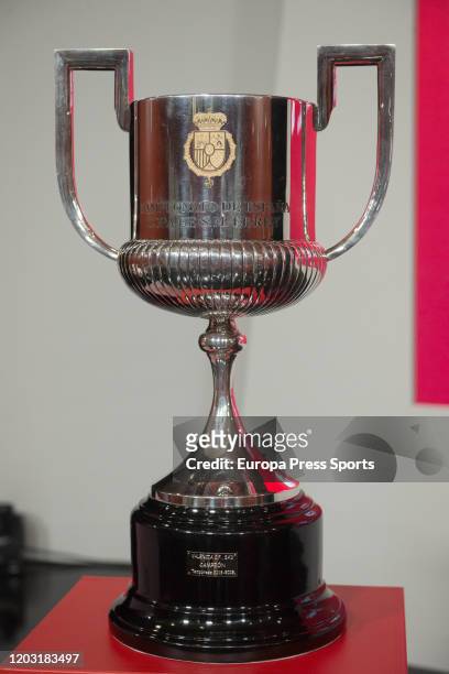Tournament trophy is seen during the Draw 1/4 of Final of the Spanish Cup, Copa del Rey, celebrated at Ciudad del Futbol on January 31, 2020 in Las...