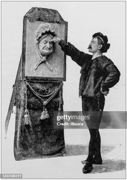 antique photo: sculptor - sculptor working stock illustrations
