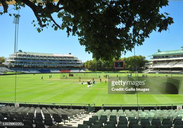 General view during the Australian national cricket team training session and press conference at Newlands Cricket Stadium on February 25, 2020 in...