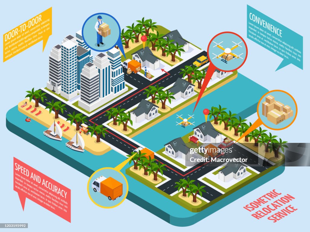 Relocation Movement Relocation Service Relocating People Moving Company Isometric ...