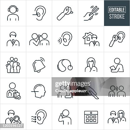 Audiology Thin Line Icons - Editable Stroke Audiology Thin Line Icons - Editable Stroke
