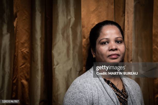 Asia Bibi from Pakistan, poses during a photo session in Paris, on February 25, 2020. - The case of Asia Bibi, a Christian woman sentenced to death...