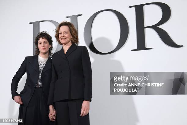 Actress Sigourney Weaver and her daughter Charlotte Simpson pose during the photocall prior to the Dior Women's Fall-Winter 2020-2021 Ready-to-Wear...